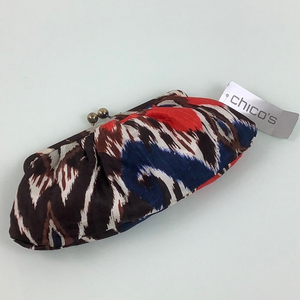 Chico’s Silk Small Clutch bag purse kiss lock watercolor print NWT - Picture 8 of 10